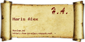 Haris Alex névjegykártya